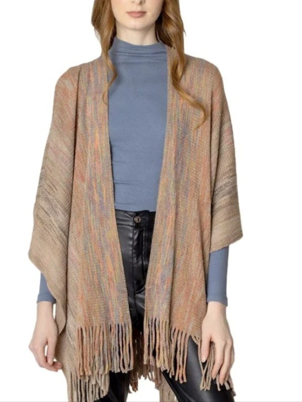 Multicolor Ruana Wrap NEW - Picture 2 of 7
